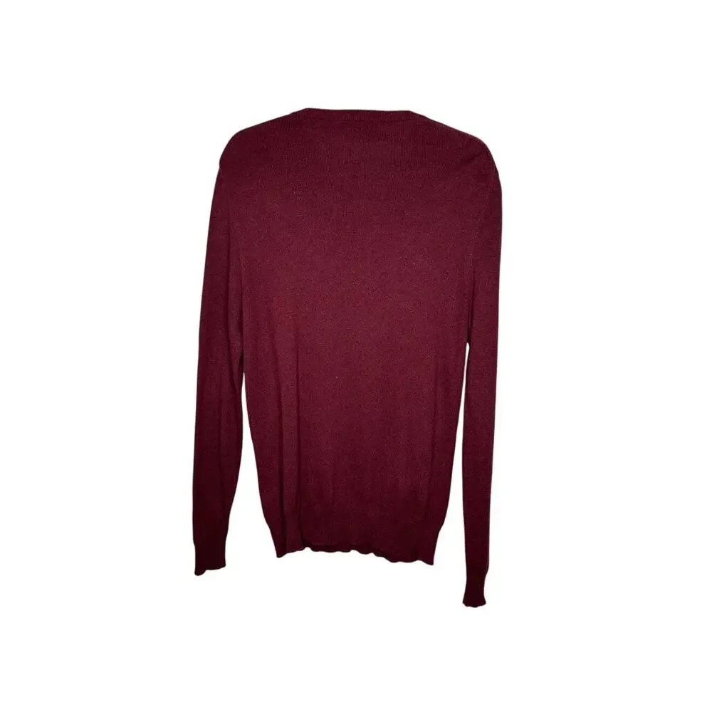 J.Crew Burgundy Red Cotton Cashmere Crewneck Sweater S Pullover Knit Mens Small